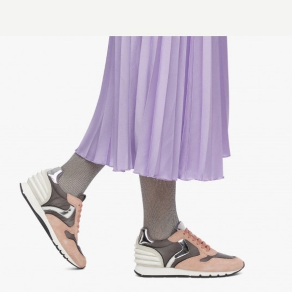 VOILE BLANCHE JULIA POWER Suede & Washed Fabric Sneakers PeachPink & Grey 40/10 - Picture 13 of 13